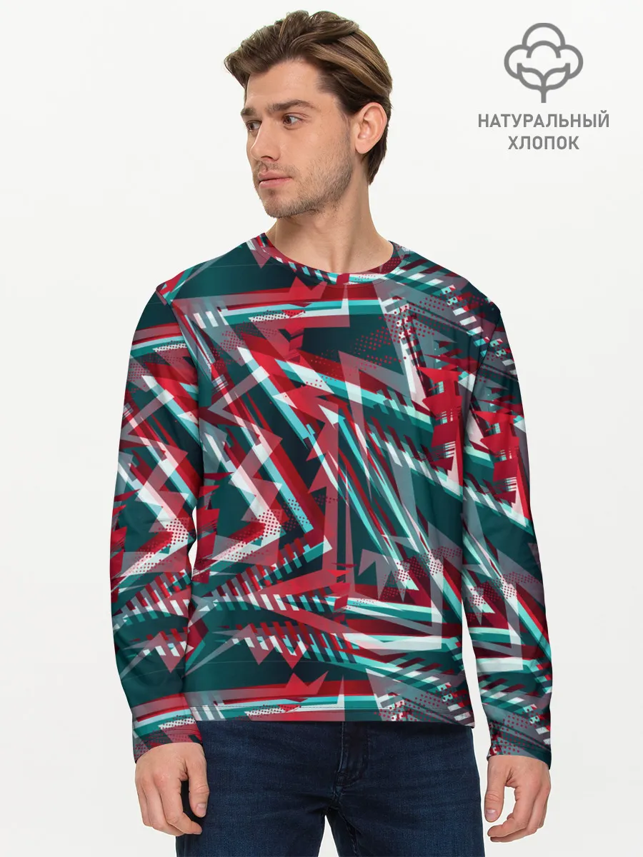 Мужской лонгслив базовый / Glitch микс