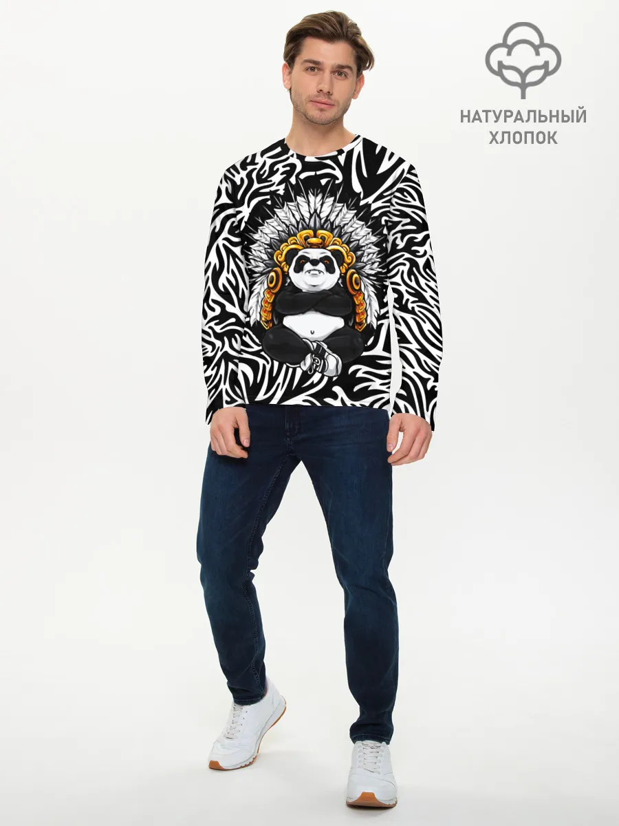 Мужской лонгслив базовый / Мудрая Панда