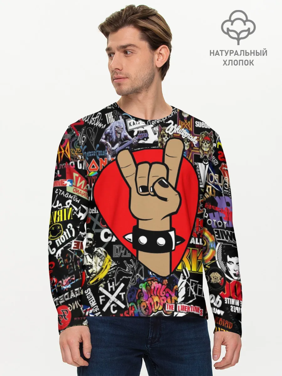 Мужской лонгслив базовый / Rock | Логотипы