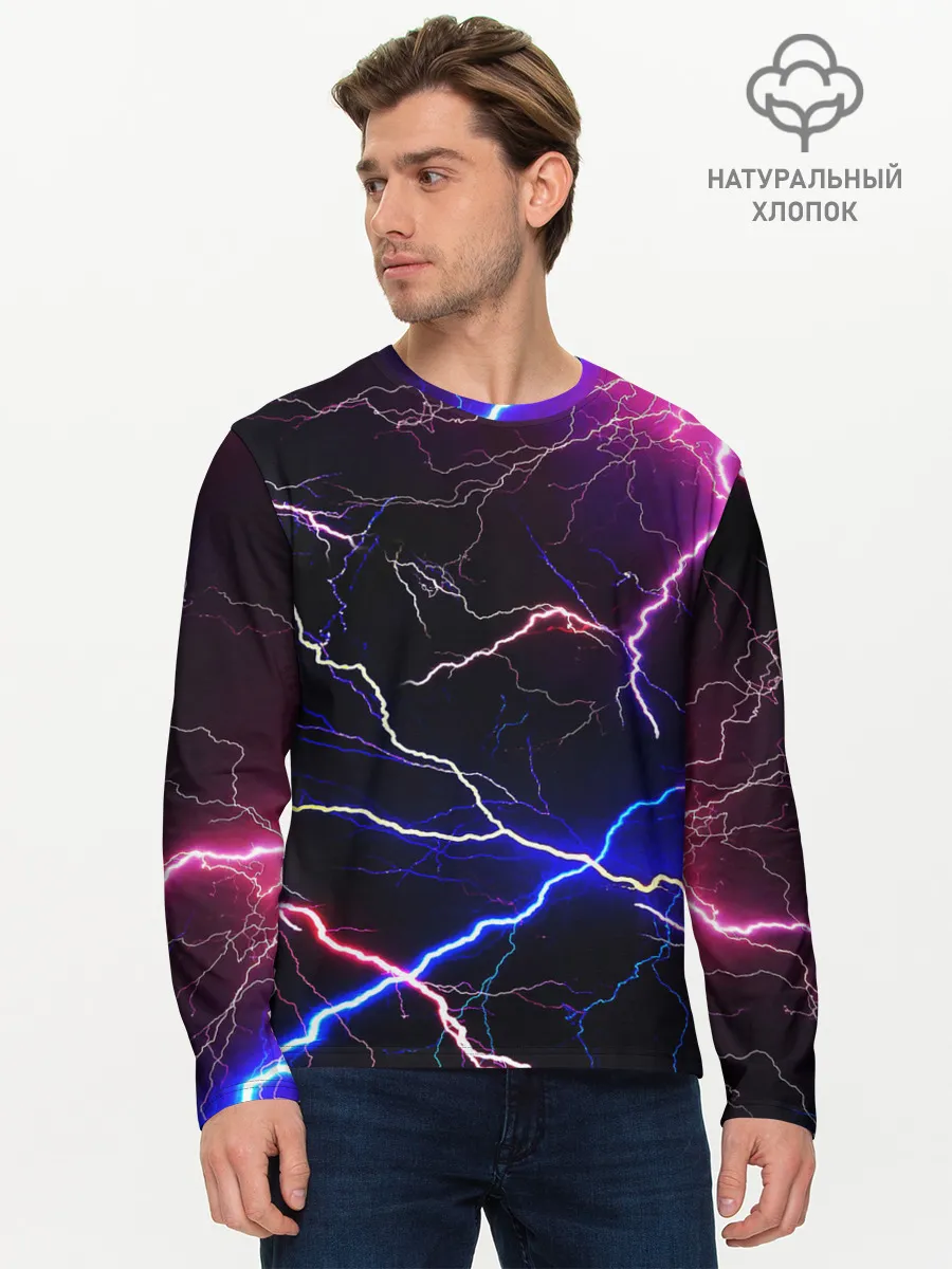 Мужской лонгслив базовый / НЕОНОВЫЕ МОЛНИИ
