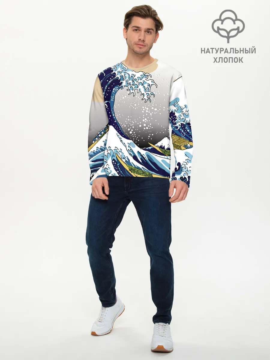 Мужской лонгслив базовый / The great wave off kanagawa
