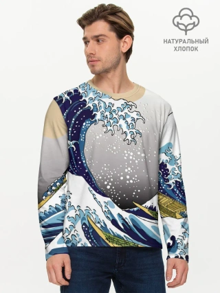 Мужской лонгслив базовый / The great wave off kanagawa