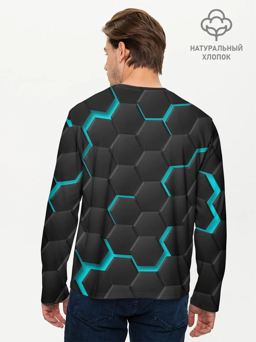 Мужской лонгслив базовый / Хвост Феи голубые соты