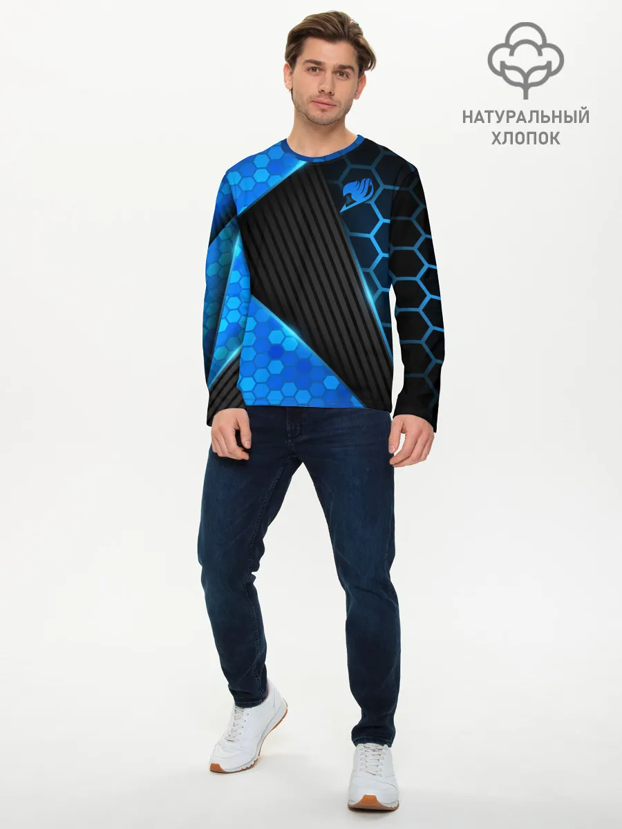 Мужской лонгслив базовый / Хвост Феи геометрические соты
