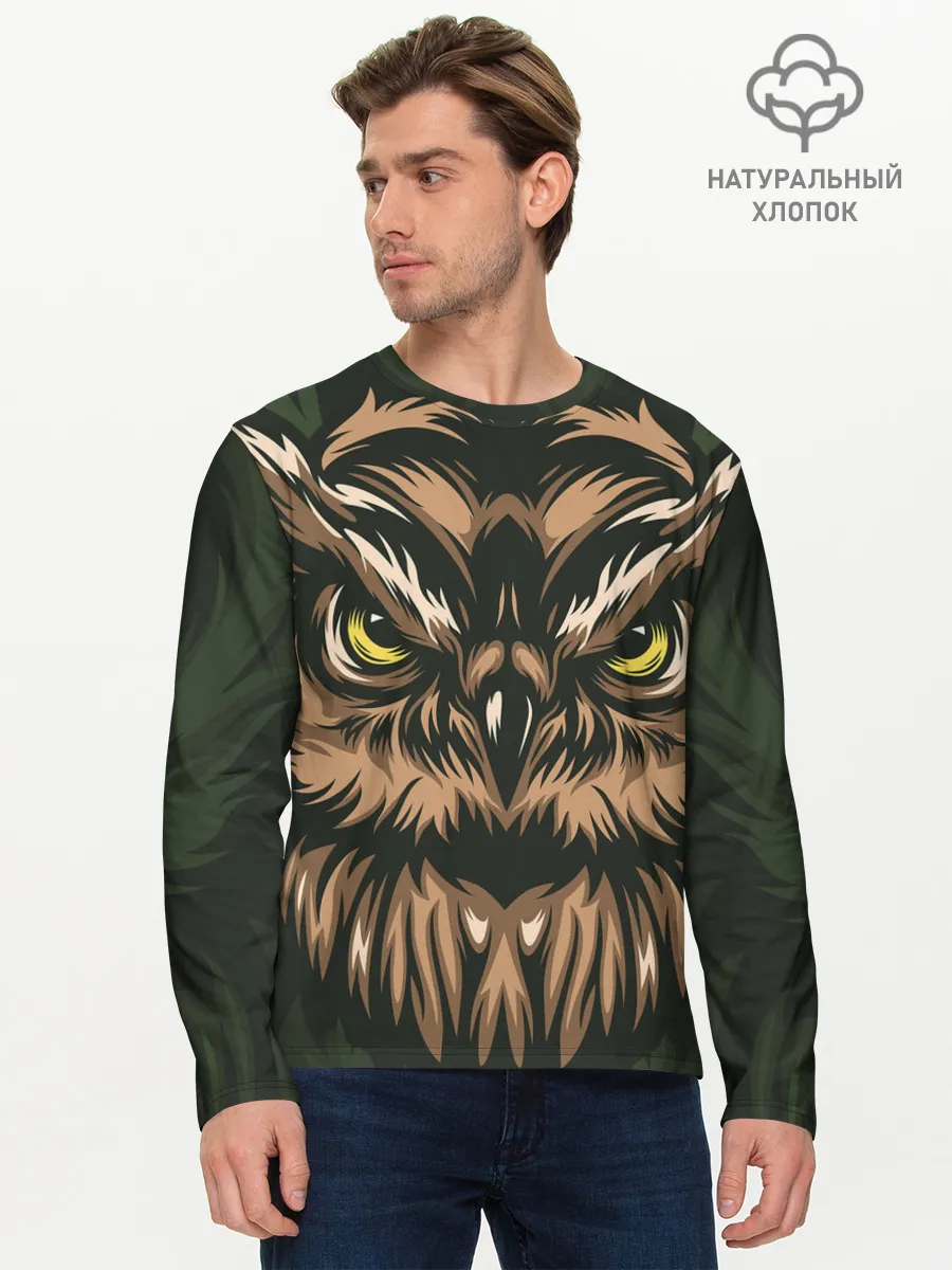 Мужской лонгслив базовый / Хищная сова