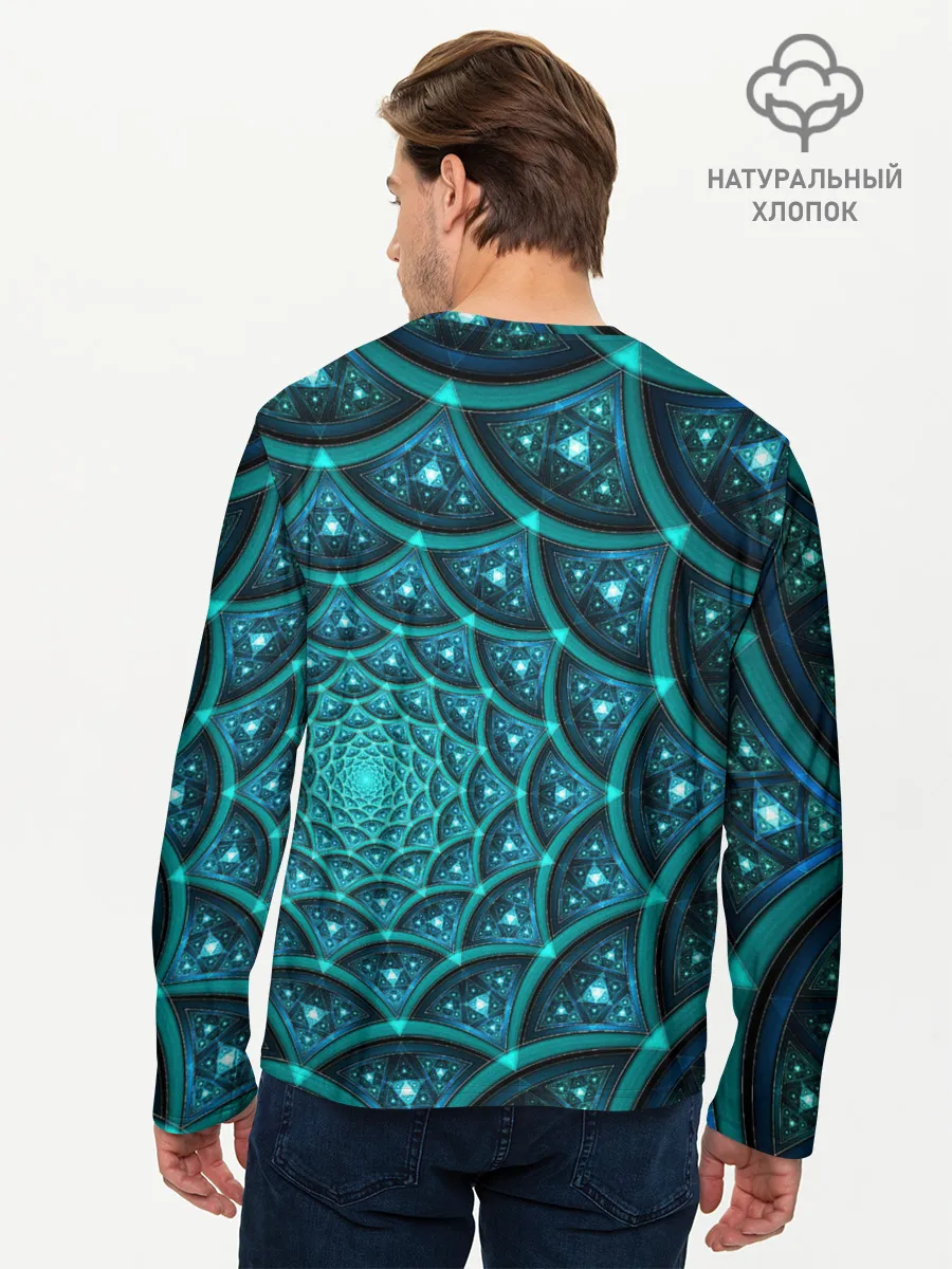 Мужской лонгслив базовый / Асимметрия узор круги фигуры
