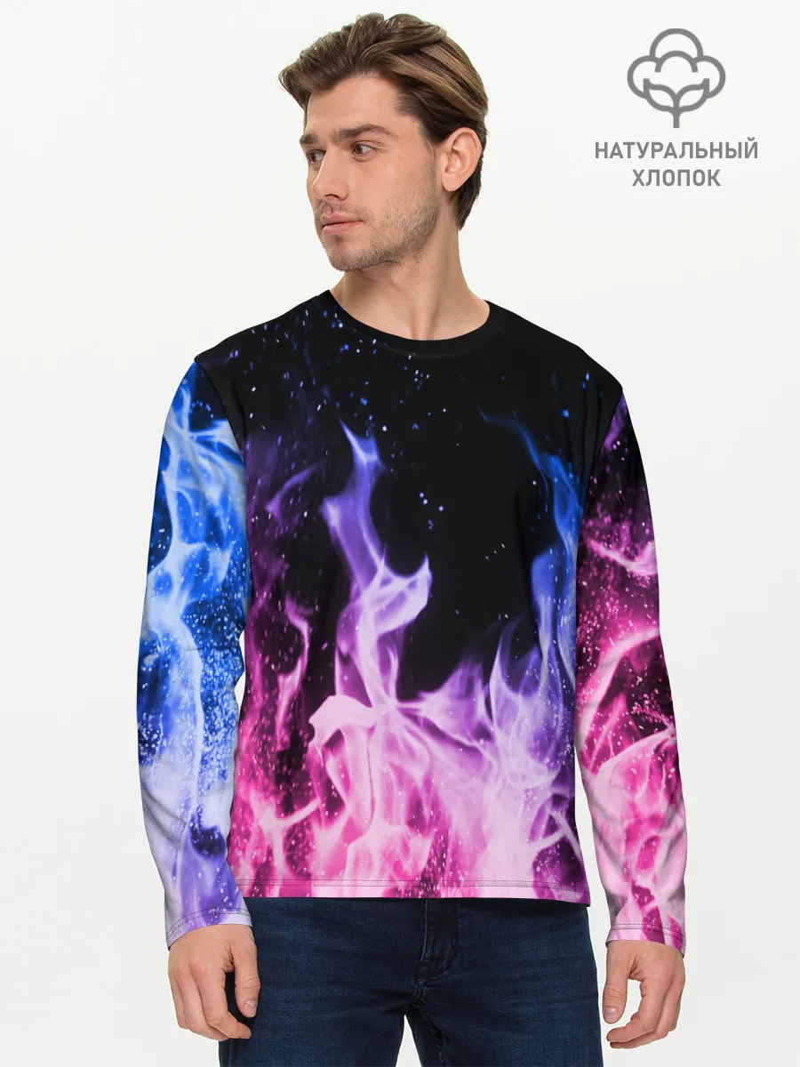 Мужской лонгслив базовый / НЕОНОВЫЙ ОГОНЬ