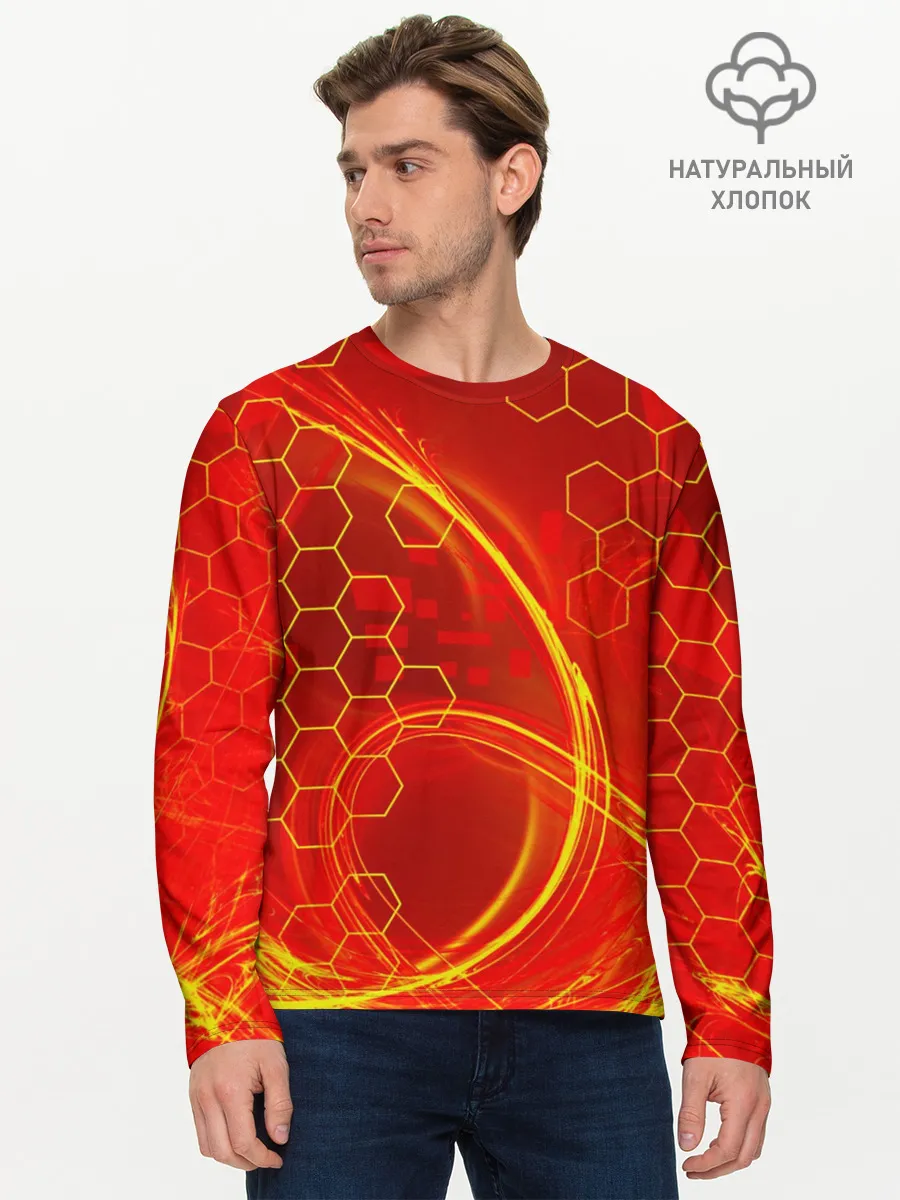 Мужской лонгслив базовый / Неоновый Огонь