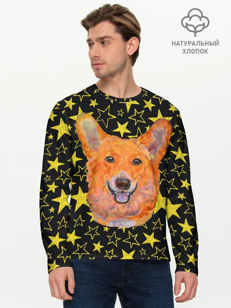 Мужской лонгслив базовый / Corgi | Stars