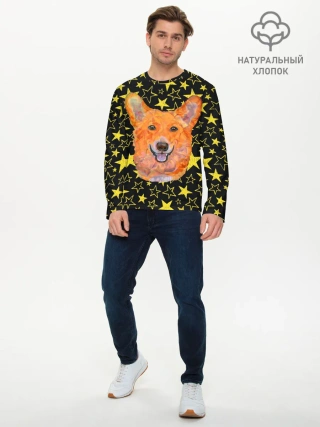 Мужской лонгслив базовый / Corgi | Stars