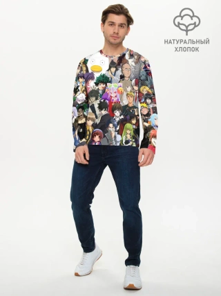 Мужской лонгслив базовый / Кавалькада персонажей из аниме