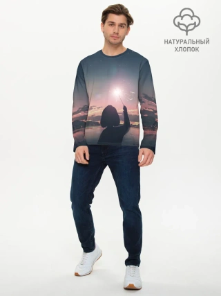 Мужской лонгслив базовый / девушка свечение волшебство