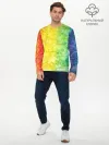Мужской лонгслив базовый / разноцветный акварель градиент