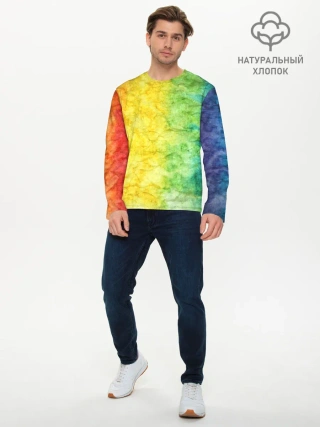 Мужской лонгслив базовый / разноцветный акварель градиент