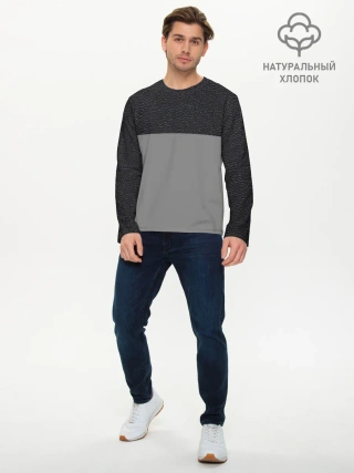 Мужской лонгслив базовый / текстура черная кожа рельеф