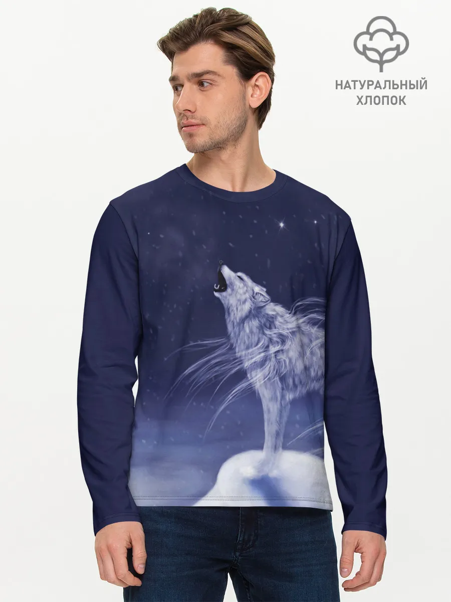 Мужской лонгслив базовый / WOLF WHITE