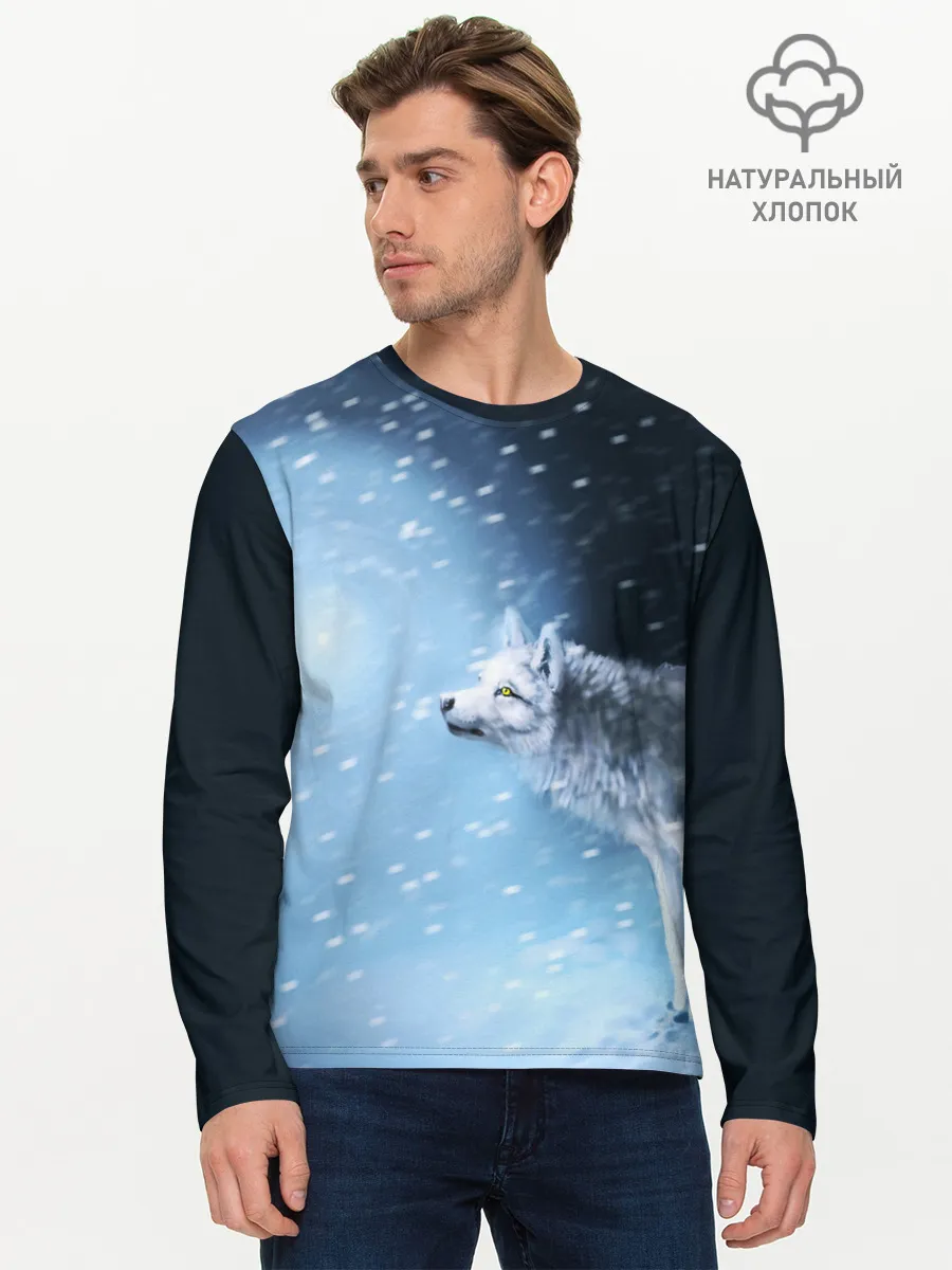Мужской лонгслив базовый / ВОЛК ЗИМА