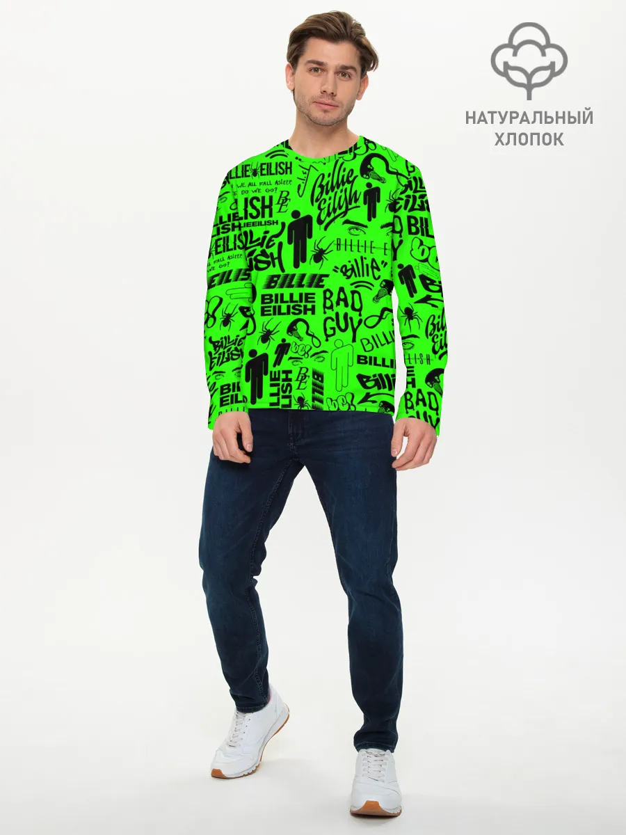 Мужской лонгслив базовый / BILLIE EILISH | БИЛЛИ АЙЛИШ LOGOBOMBING