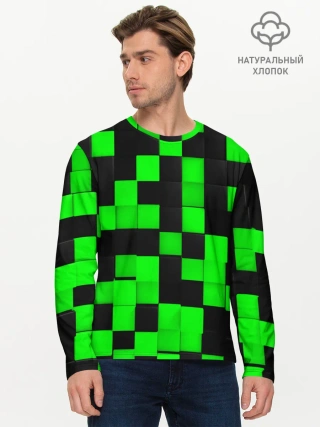 Мужской лонгслив базовый / ЗЕЛЕНЫЕ КУБИКИ