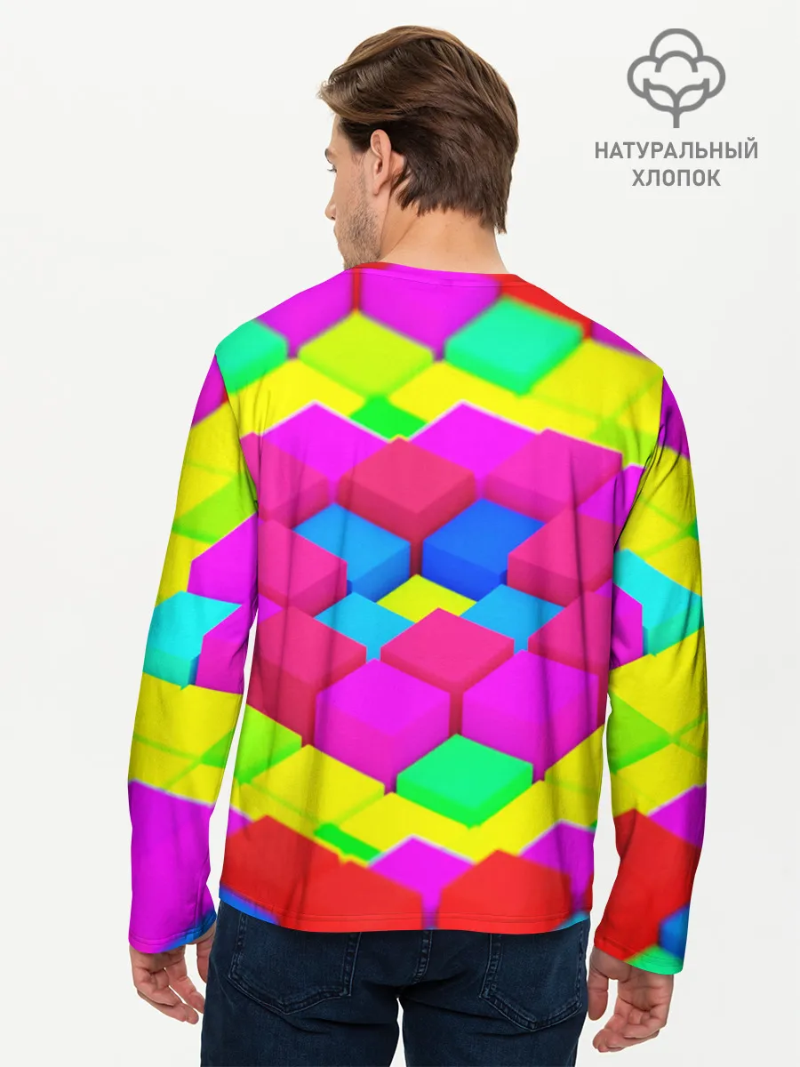 Мужской лонгслив базовый / ЦВЕТНЫЕ КУБИКИ