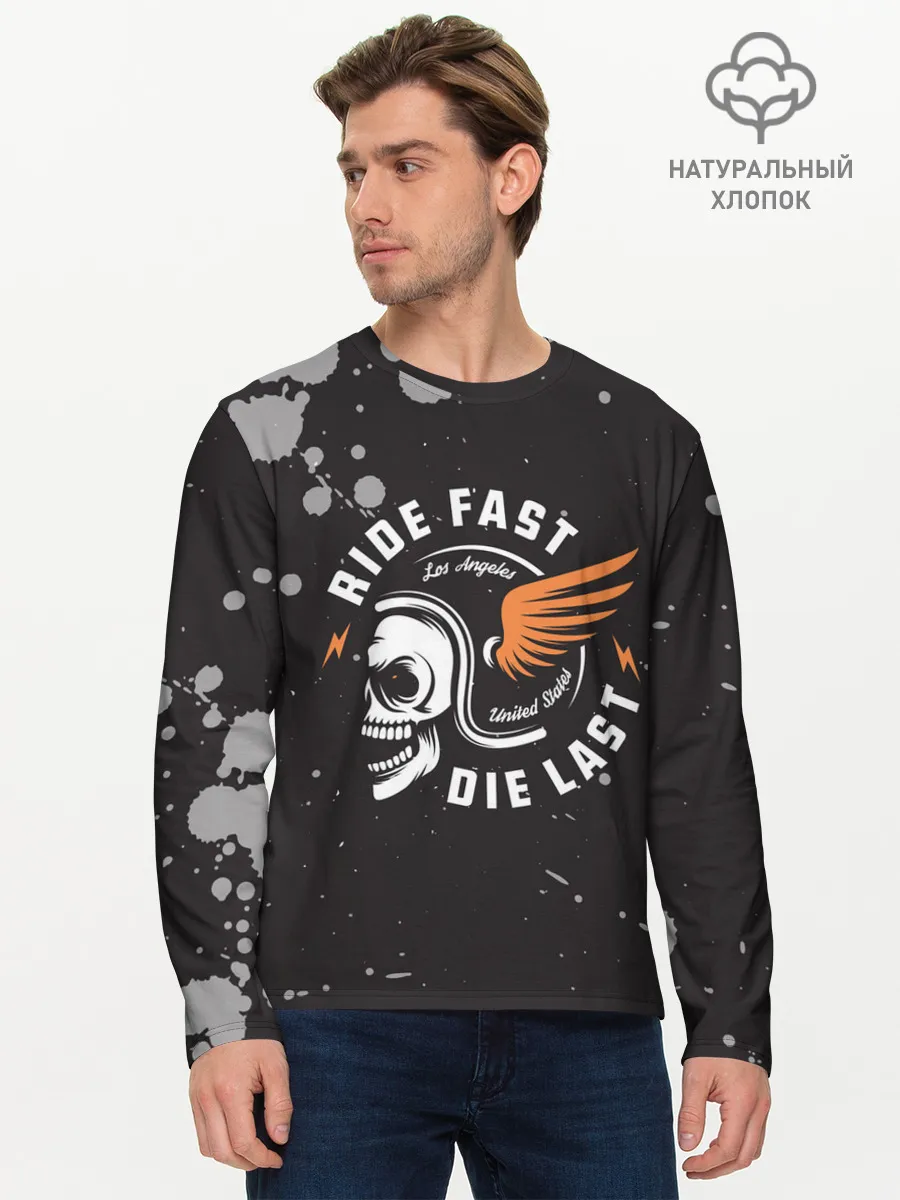 Мужской лонгслив базовый / RIDE FAST - DIE LAST | МОТО ЖИЗНЬ
