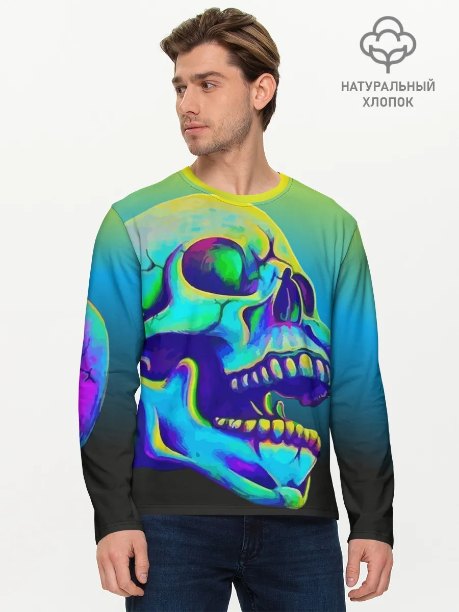 Мужской лонгслив базовый / Neon skull