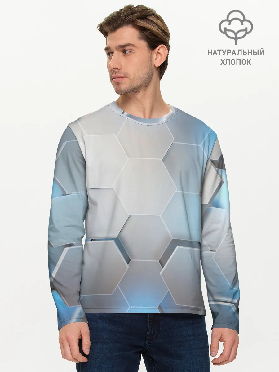 Мужской лонгслив базовый / 3D соты