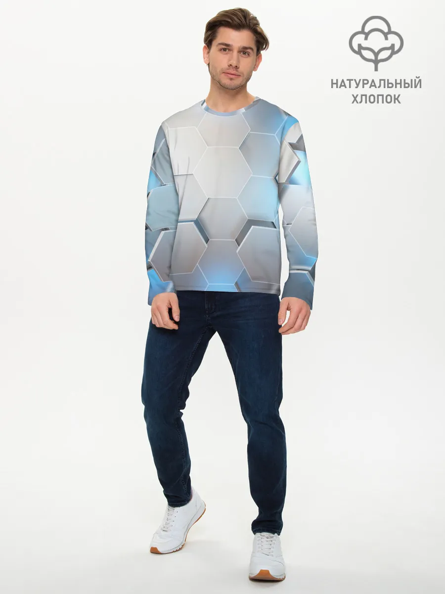 Мужской лонгслив базовый / 3D соты