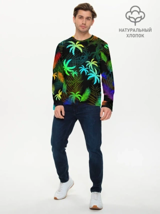 Мужской лонгслив базовый / ПАЛЬМЫ / ТРОПИКИ