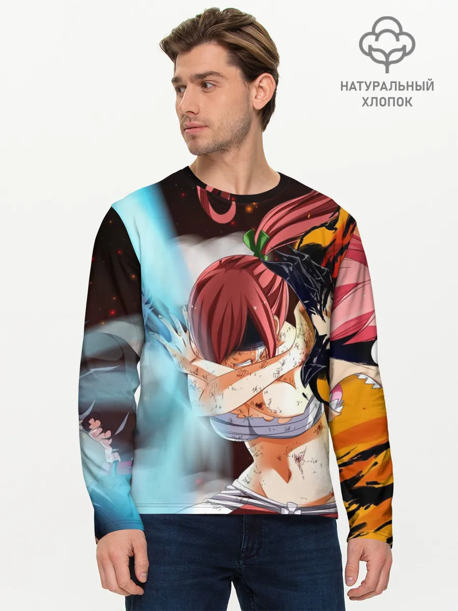 Мужской лонгслив базовый / Нацу и Грей против Эльзы