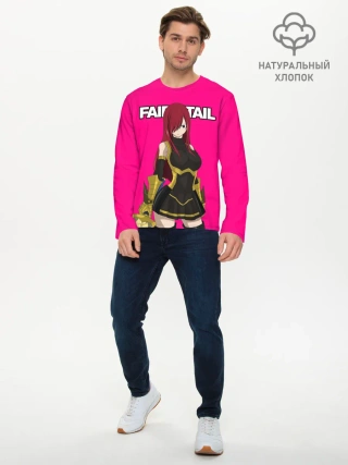 Мужской лонгслив базовый / Эльза на розовом фоне