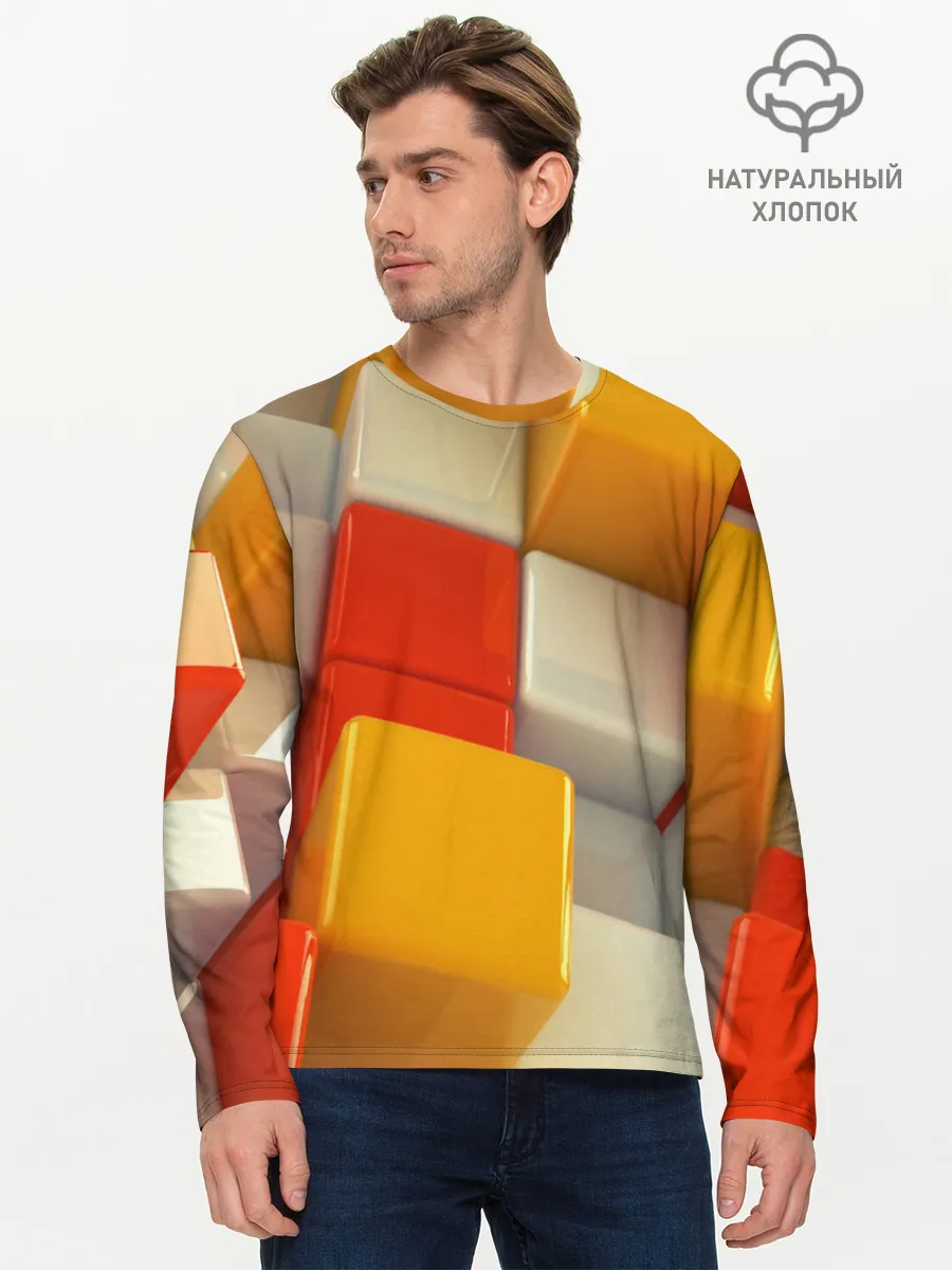 Мужской лонгслив базовый / КУБЫ 3D