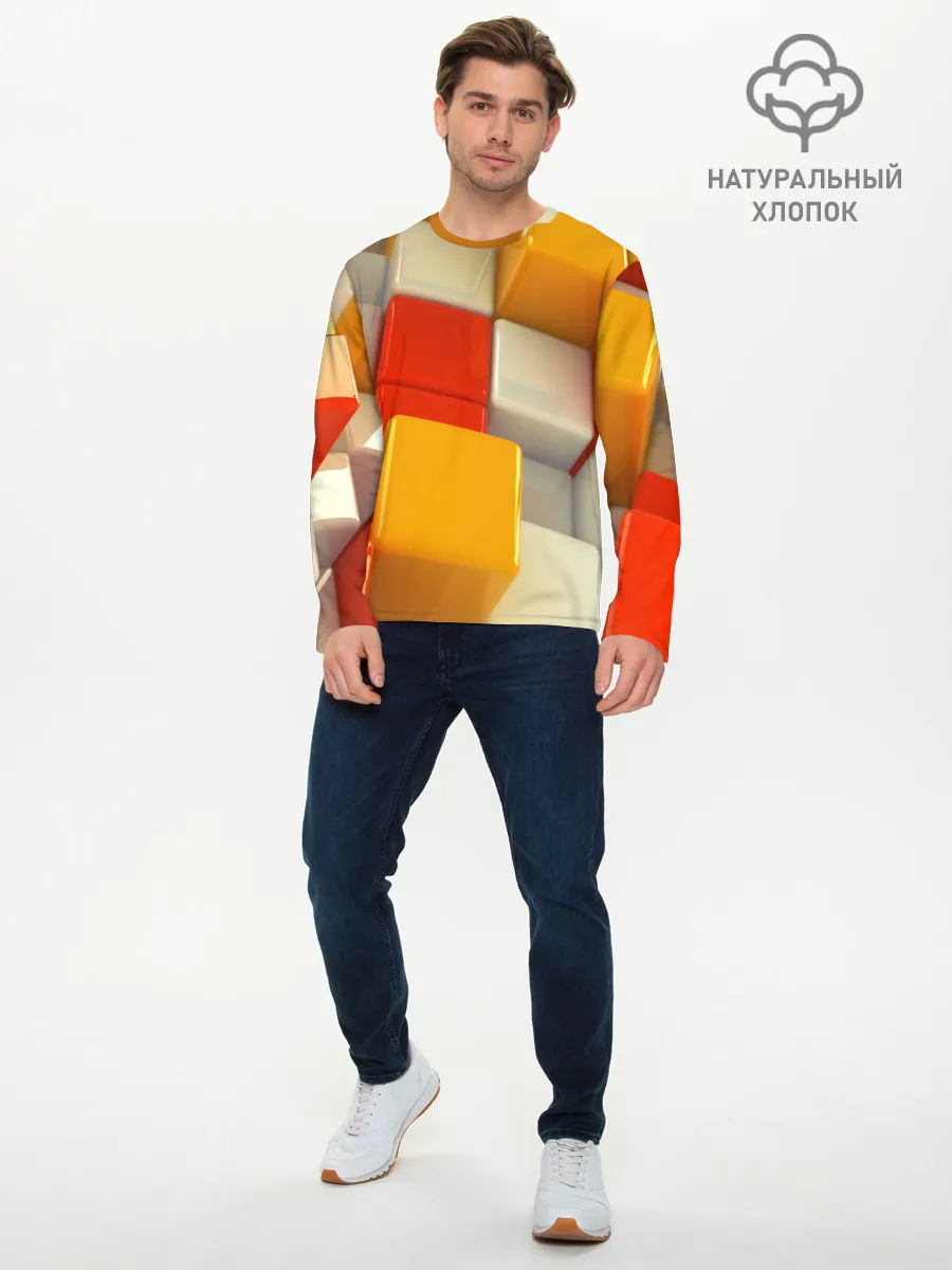 Мужской лонгслив базовый / КУБЫ 3D