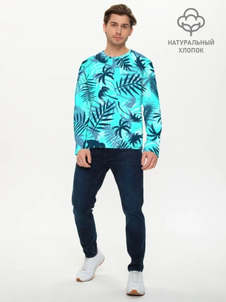 Мужской лонгслив базовый / ТРОПИЧЕСКИЕ ПАЛЬМЫ.