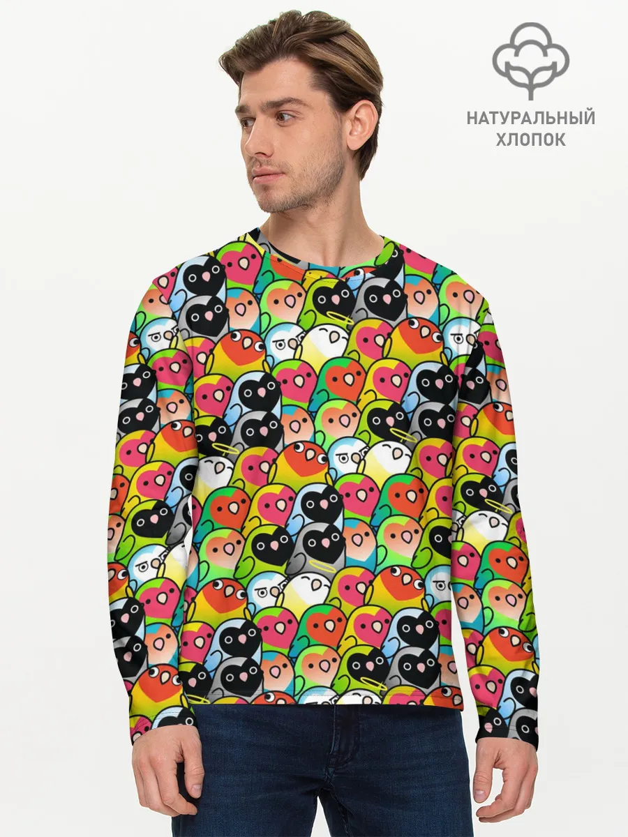 Мужской лонгслив базовый / Папуги
