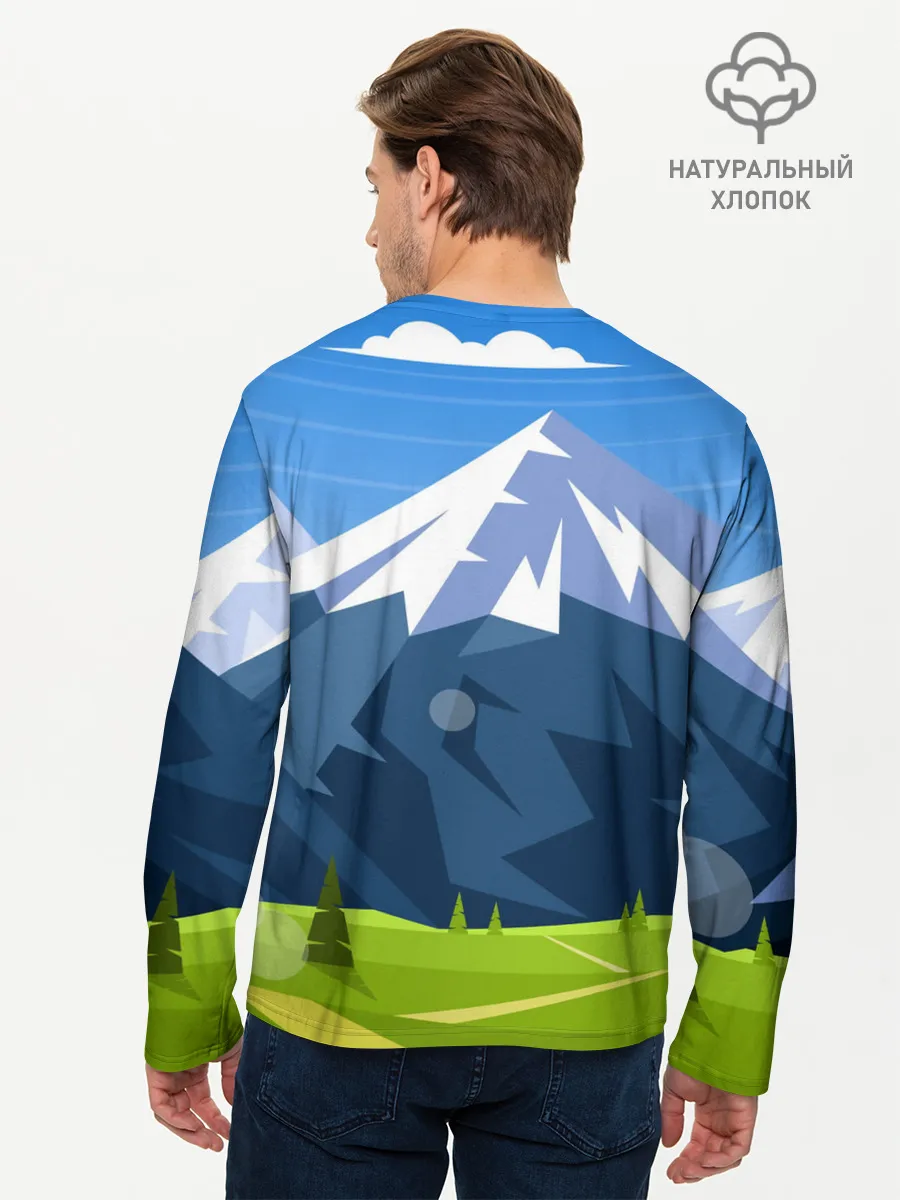 Мужской лонгслив базовый / Горы пейзаж природа вектор