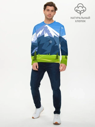 Мужской лонгслив базовый / Горы пейзаж природа вектор