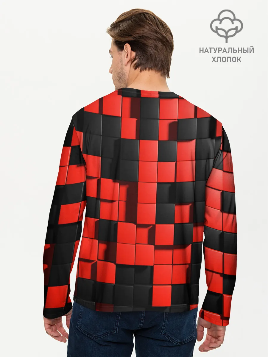 Мужской лонгслив базовый / КУБИКИ 3D