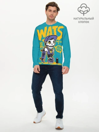 Мужской лонгслив базовый / Граффити Wats