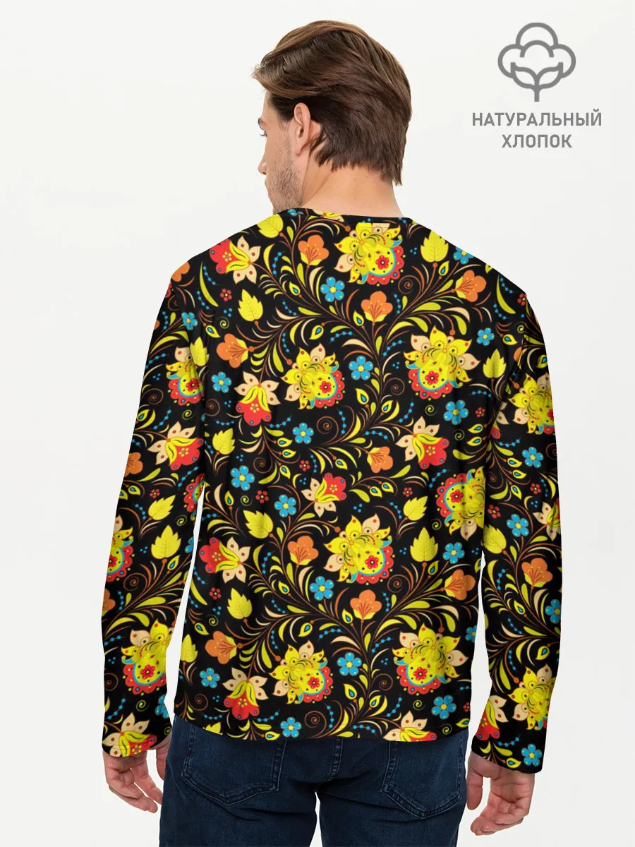 Мужской лонгслив базовый / Яркая Хохлома