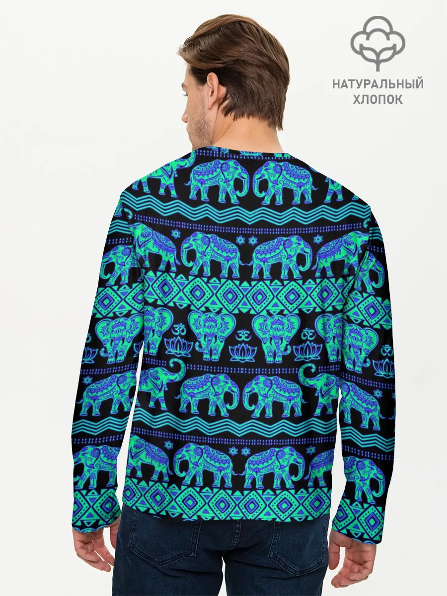 Мужской лонгслив базовый / Слоны | Узоры