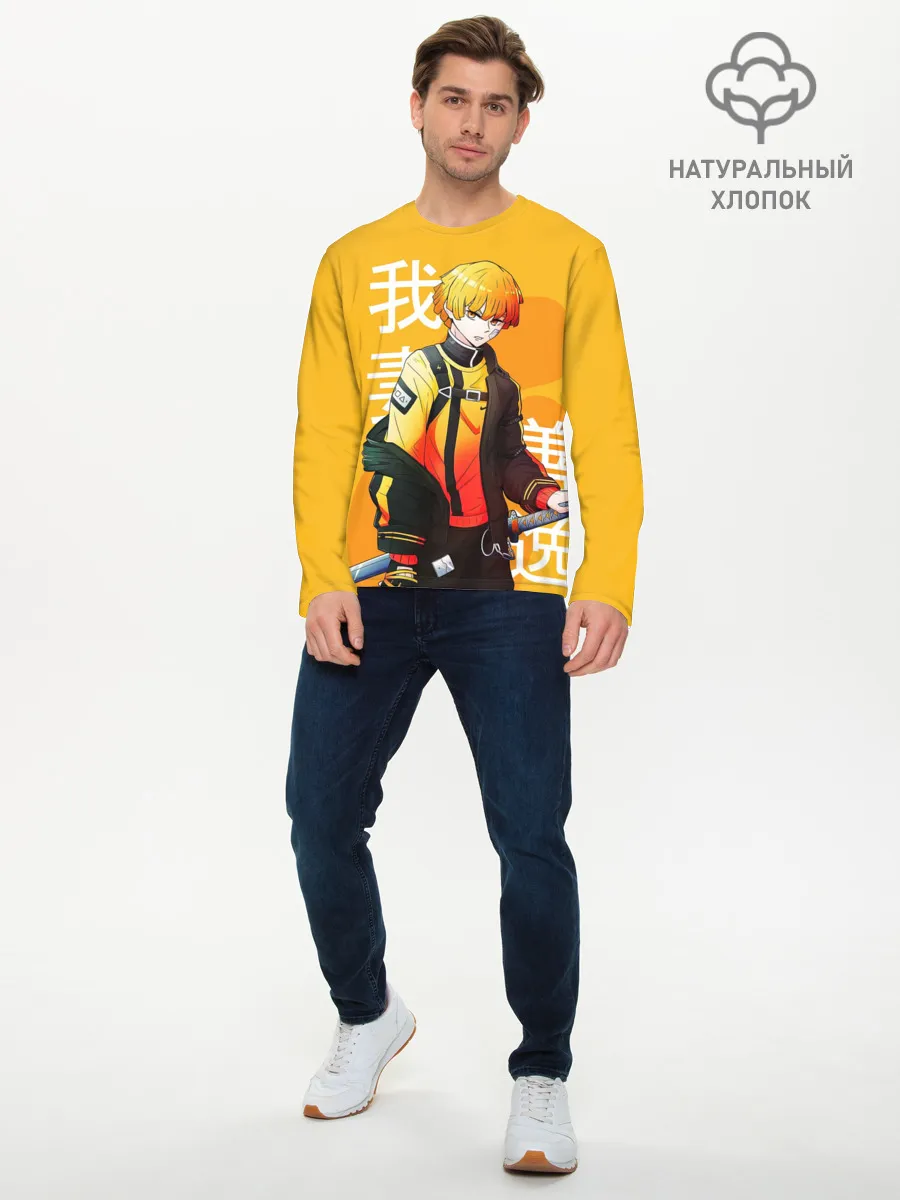 Мужской лонгслив базовый / Зеницу Агацума с клинком