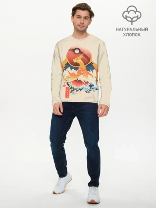 Мужской лонгслив базовый / Чаризард и покебол