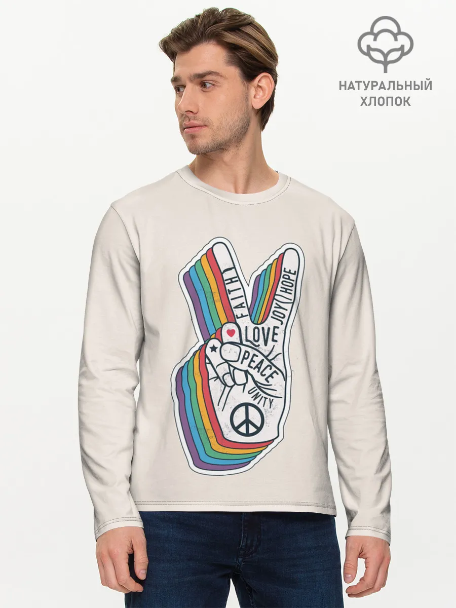 Мужской лонгслив базовый / PEACE and LOVE | МИР и ЛЮБОВЬ