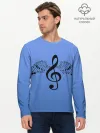 Мужской лонгслив базовый / Скрипичный ключ и крылья ноты