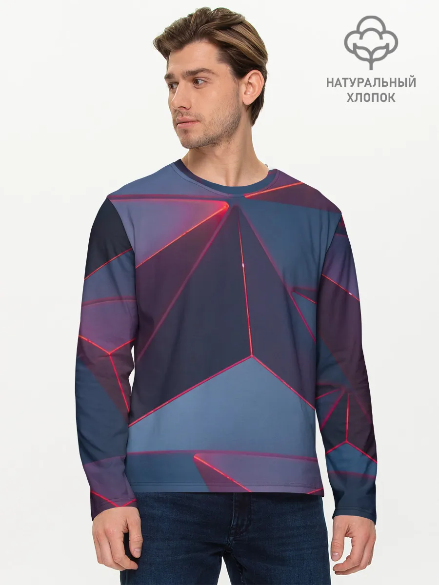 Мужской лонгслив базовый / Неоновый треугольник.