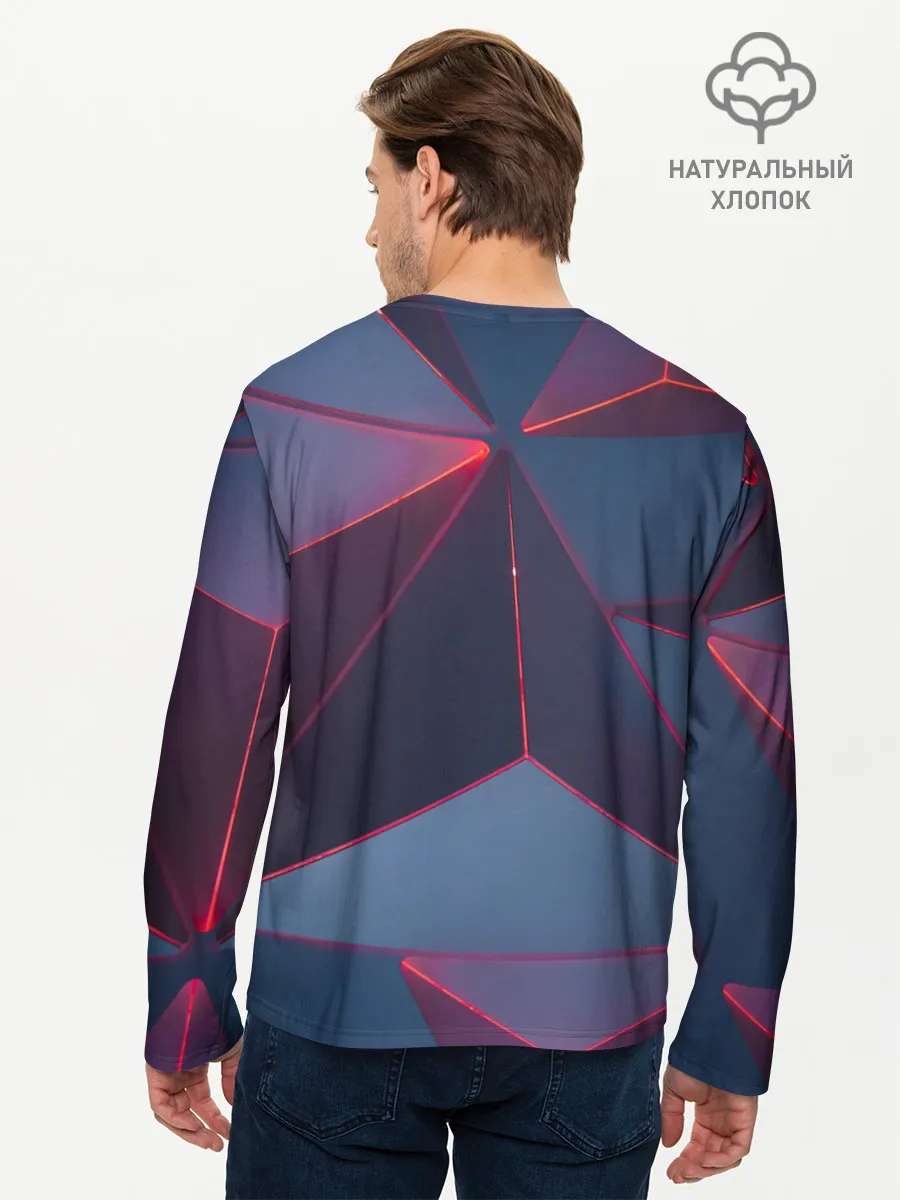 Мужской лонгслив базовый / Неоновый треугольник.
