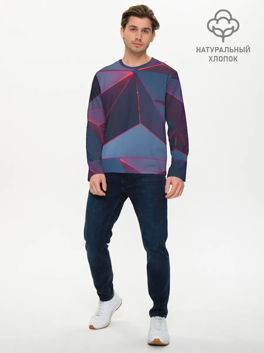 Мужской лонгслив базовый / Неоновый треугольник.