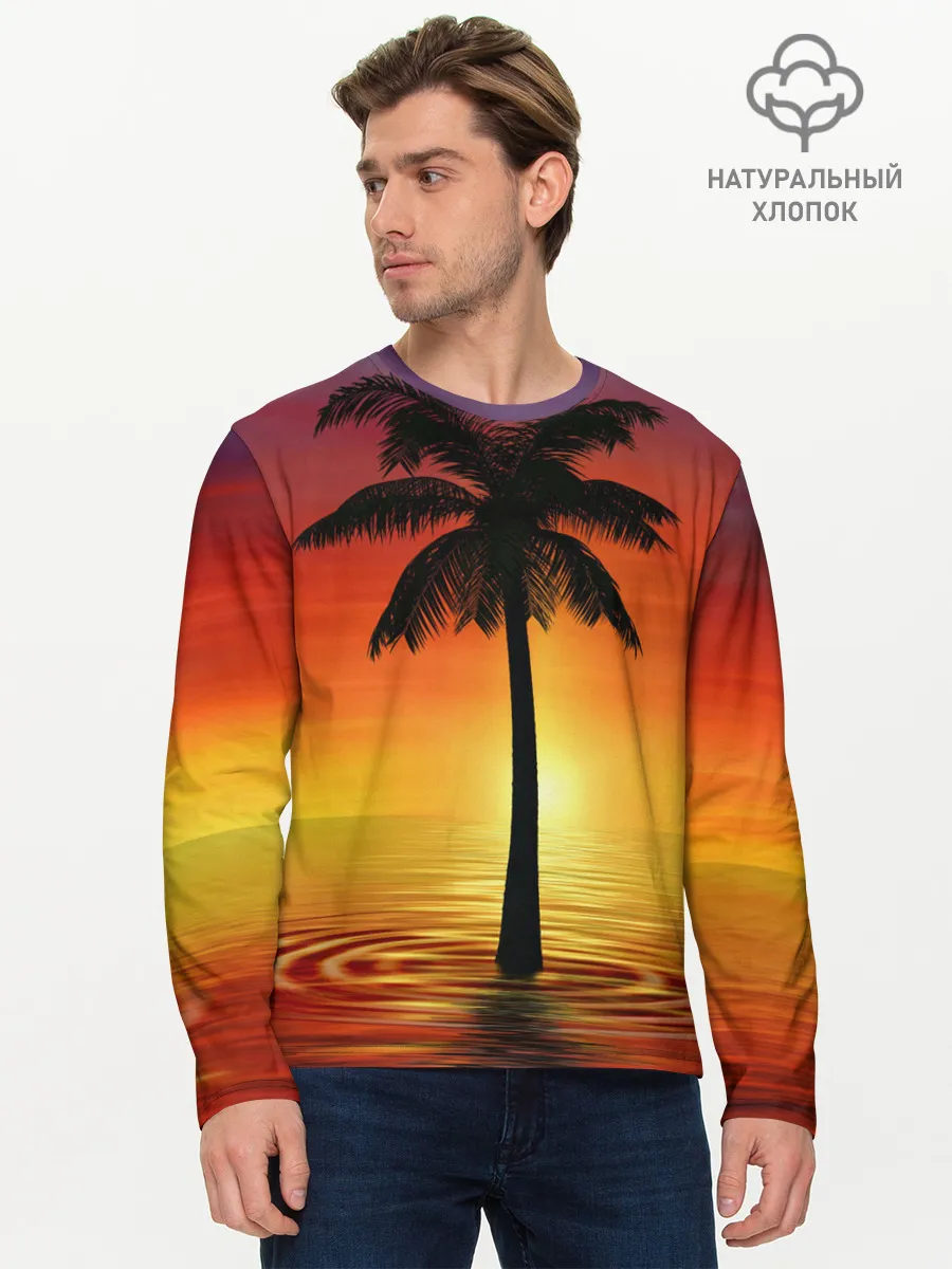 Мужской лонгслив базовый / ТРОПИЧЕСКИЕ ПАЛЬМЫ.