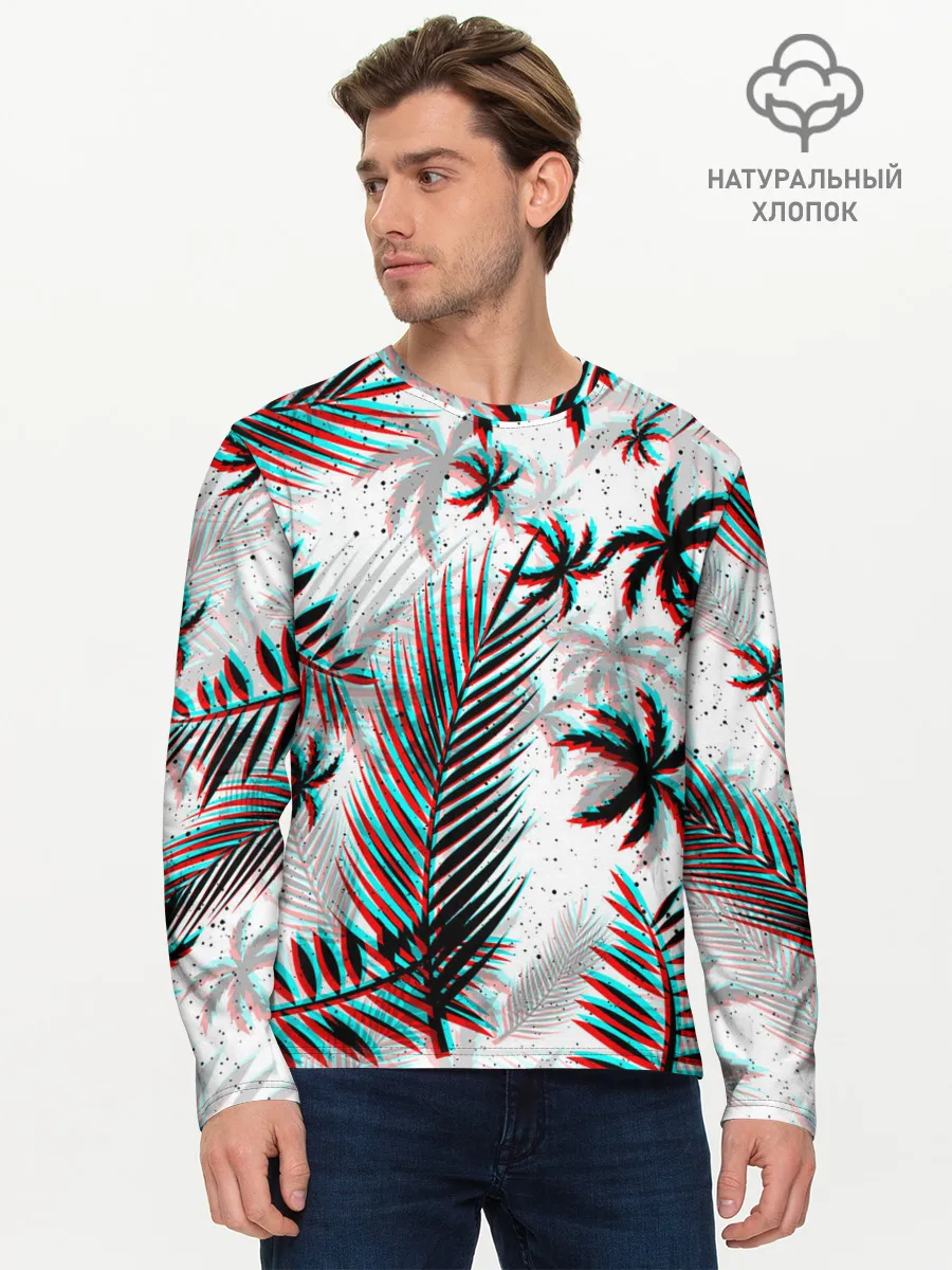 Мужской лонгслив базовый / ПАЛЬМЫ | TROPICAL GLITCH